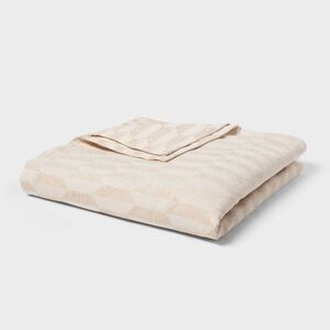 King Chenille Jacquard Blanket Ivory/White Chevron Geo - Threshold